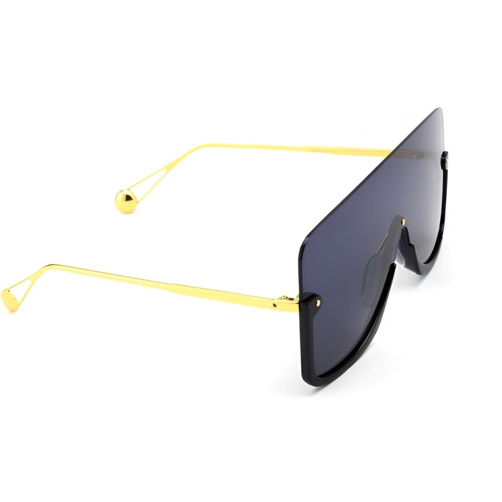 Sunglasses Women Gold Tone Metal Frame UV400 Dark Lenses One piece Driving Gafas - Picture 8 of 10
